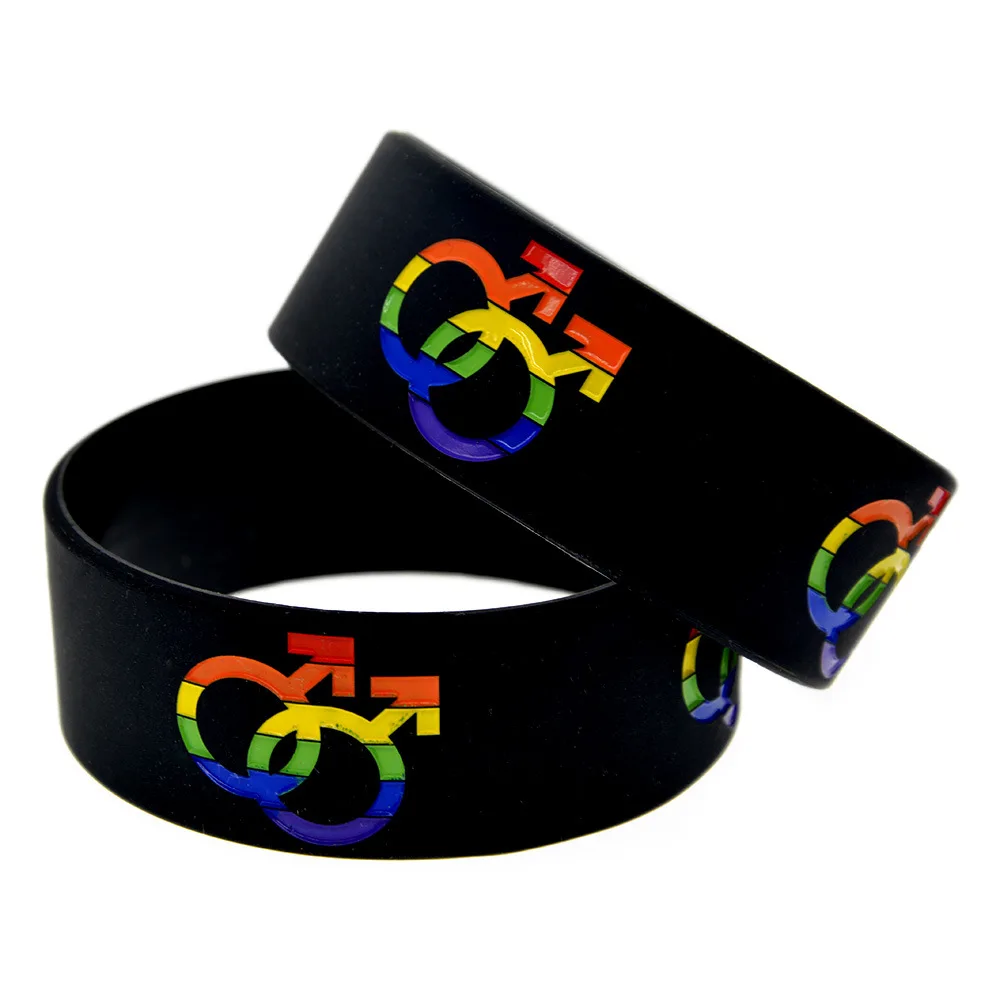 Gay Lesbian LGBT clear rainbow silicone writable rubber wristband custom bracelet cheap