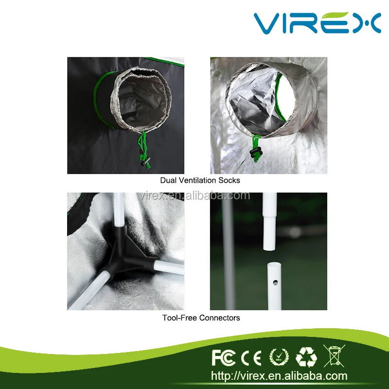 120x120x200 CM Virex Black Hydroponic Mylar 600D Indoor Garden Grow Tent