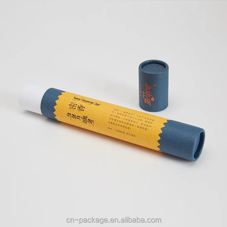 Luxury white paper cardboard tube packaging for incense with crimping edge Custom logo mailing tubes