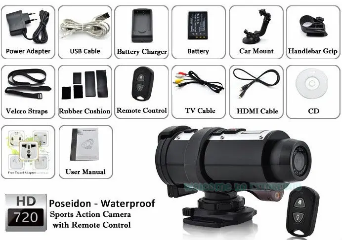 Hd 720 P водонепроницаемый спорт шлем действий камеры DVR