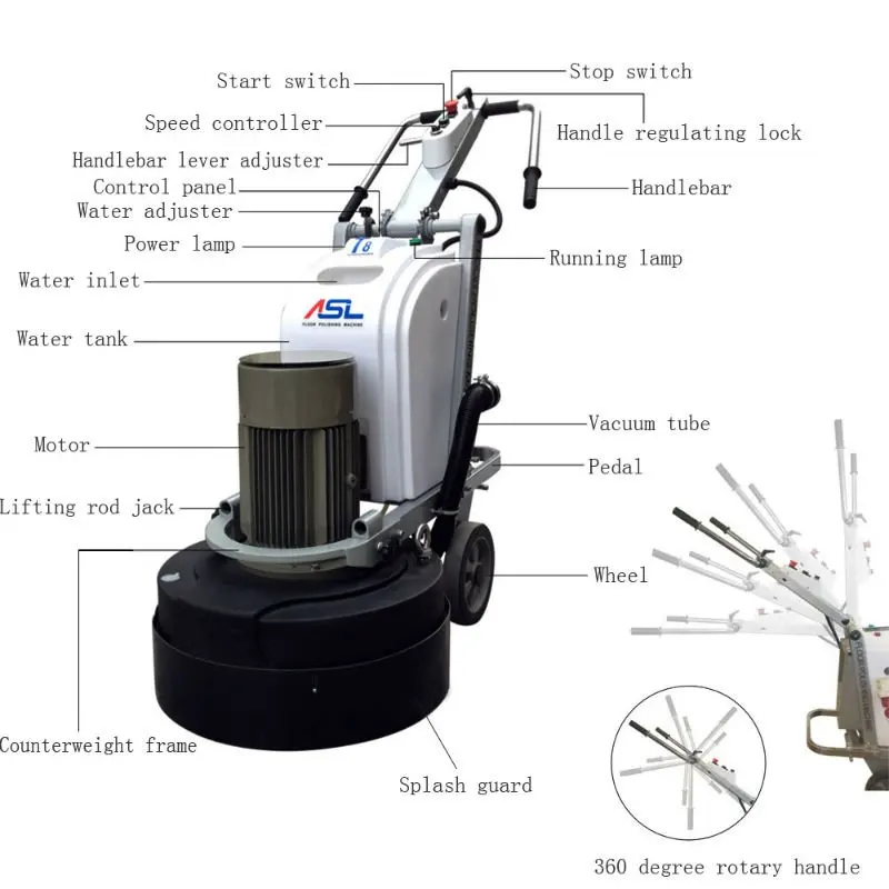 ASL 650 T8 Commercial manual marble concrete floor grinding machine