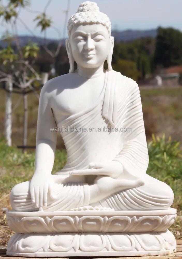 
Natural Marble Buddha Statue, Large Size White Marble Lotus Sitting Buddha Sculpture 