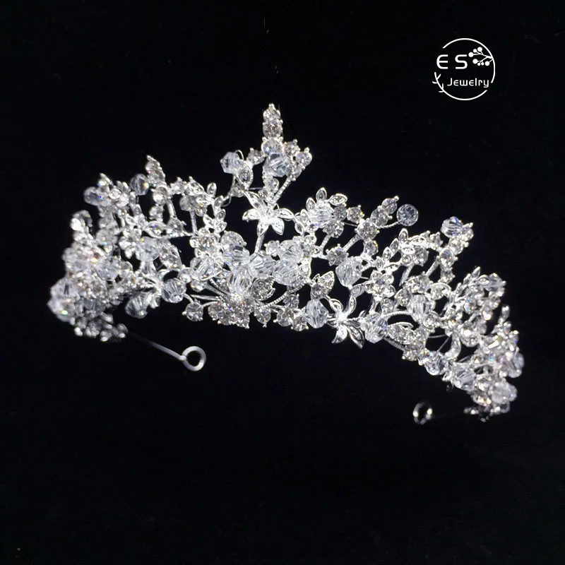 Handmade Crystal Tiara Bridal Floral Crown wedding hair ornaments