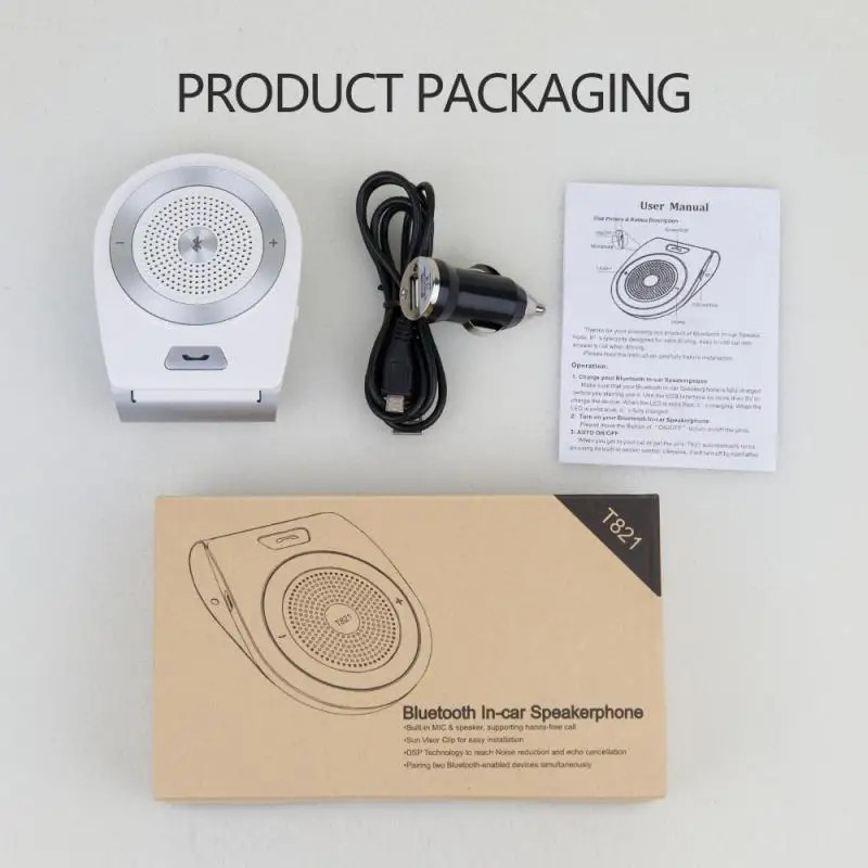 T821 Wireless BT Car Hands-Free Speaker Phone Player Car Sun Visor Handsfree Speakerphone
