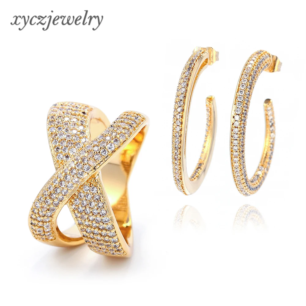 Xingyu jewelry bridal gold plated luxury white crystal for wedding women jewelry set 2021