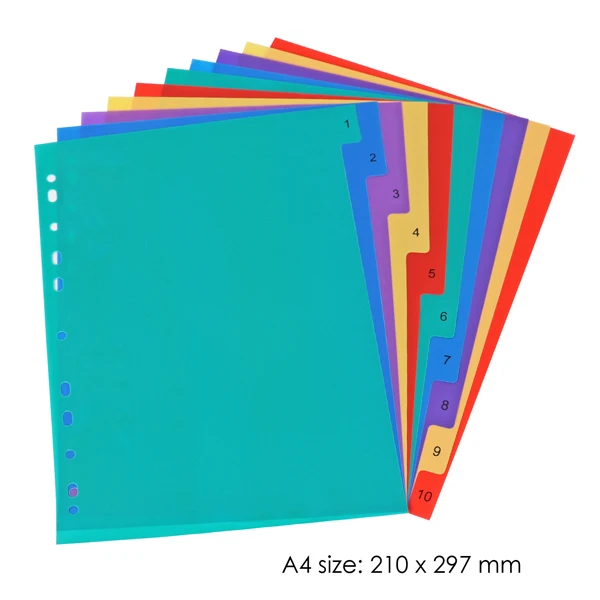A4 Color Numeric PP Index Divider