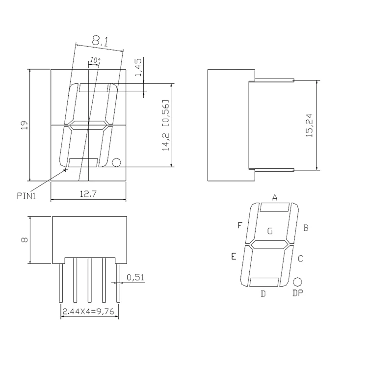 
Factory price manufacturing 0.56 inch 1 digit 7 segment LED display for electronic scales 