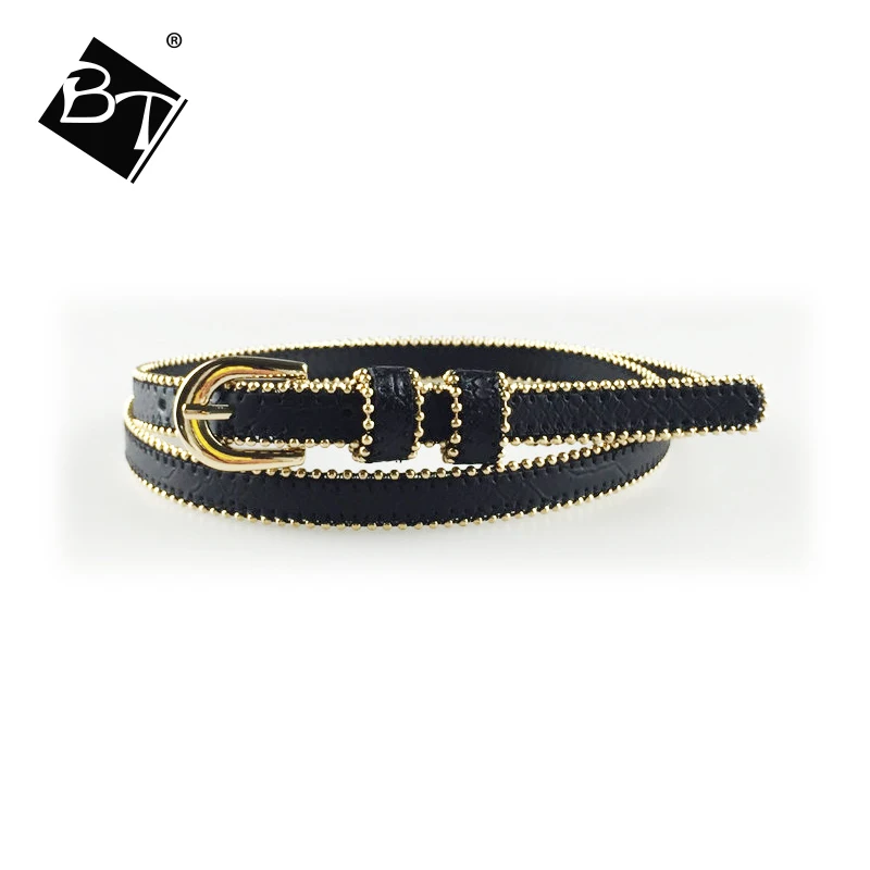 
fashion black golden thin bling metal women dress fashion belts 