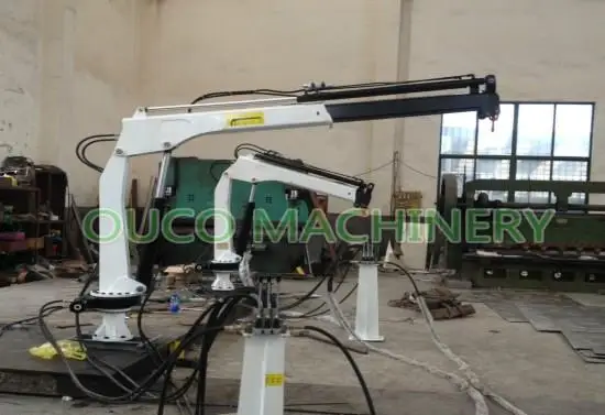 OUCO 0.38T3.5M Yacht Boat Deck Crane Hydraulic Telescopic Boom Crane