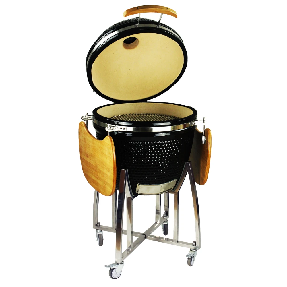 Auplex ceramic smoker grill, Outdoor Cooking Charcoal Smoking Camping Wood Stove, kamado grill