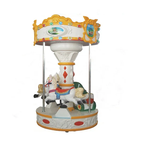 400W Electric Merry Go Round Kids Amusement Park Rides Yellow Carousel Rides For Sale