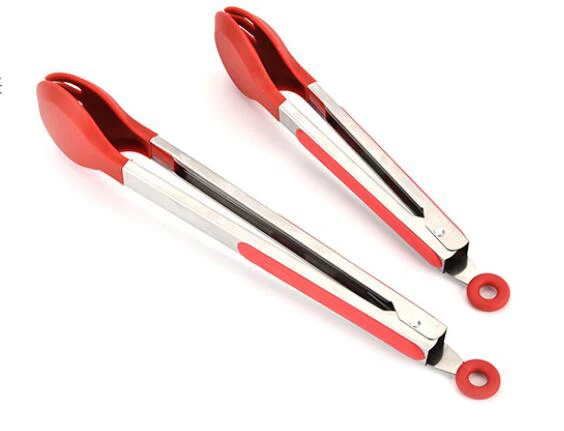 Food BBQ Clip Handle Clamp Stainless Steel Serving Tongs Useful Tool SW12142012A