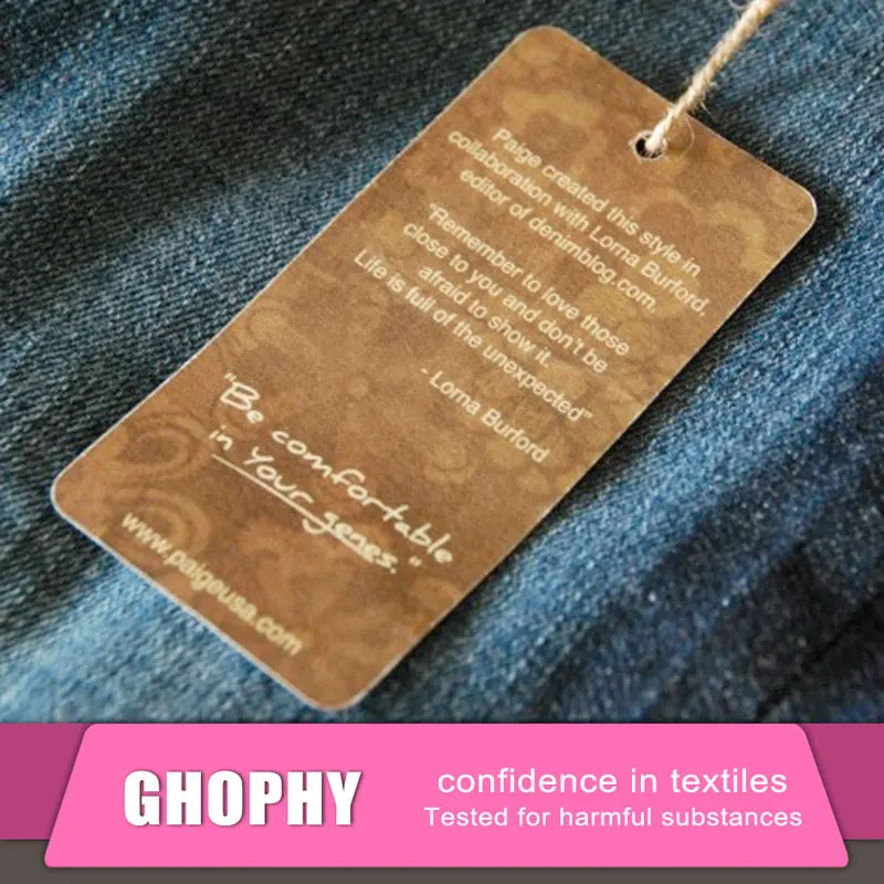 China Recycled Paper Jeans Hang Tags Plastic For Accessory, Jeans Paper Tag Designs, PVC Tag