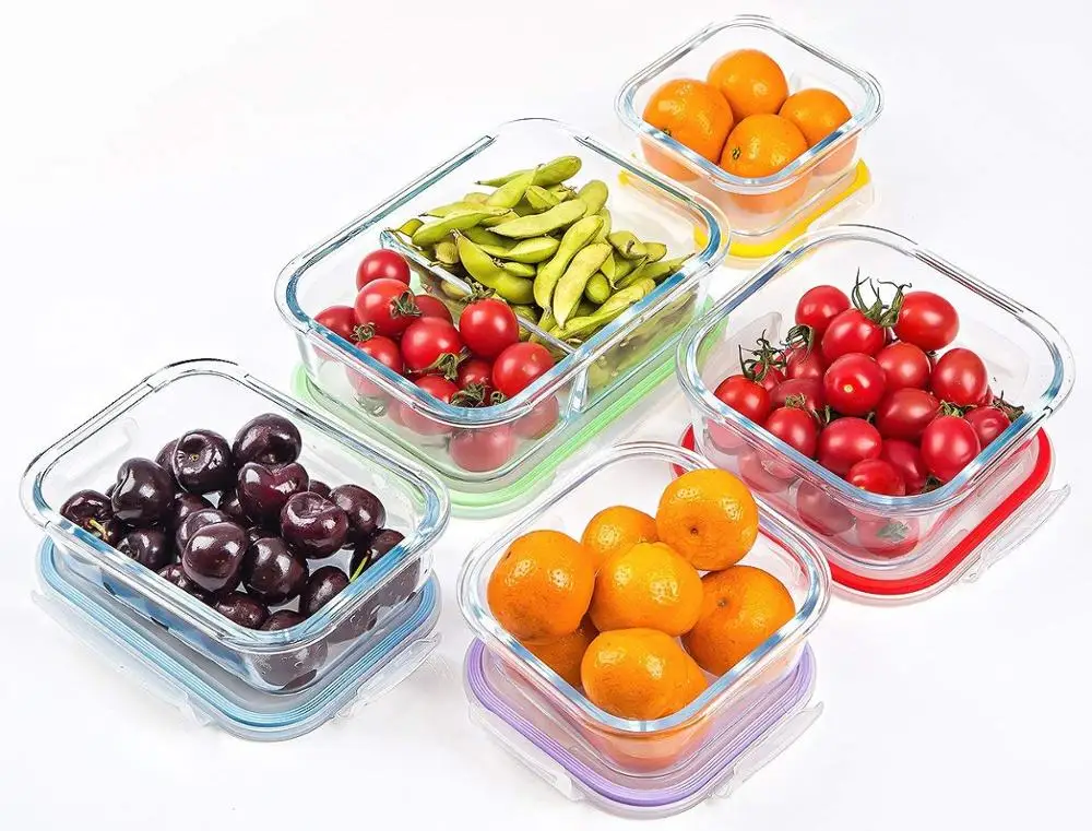 20pcs food storage containers Borosilicate Glass Food Storage Meal Saver Containers with vented Lids BPA Free Airtight