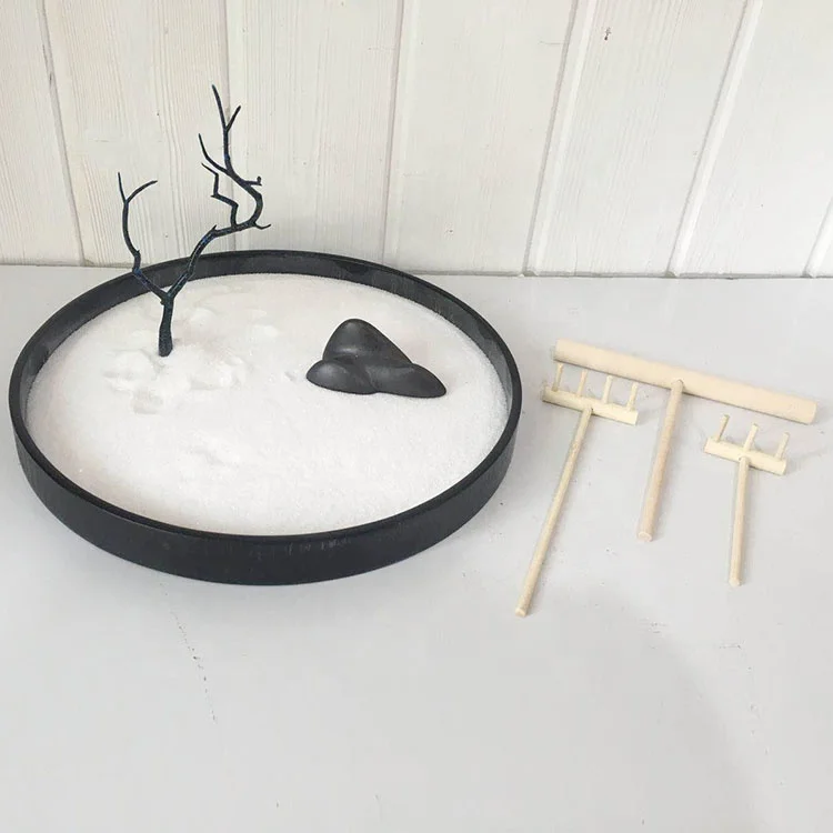 Wooden Zen Sand Garden Rake Spiritual Home Decor Modern Relaxation Office Desk Toys Therapeutic Sand Tray