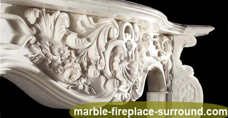 customized fireplace mantel indoor French Modern Stone Carving flowers Elegant 3D White Marble Fireplace