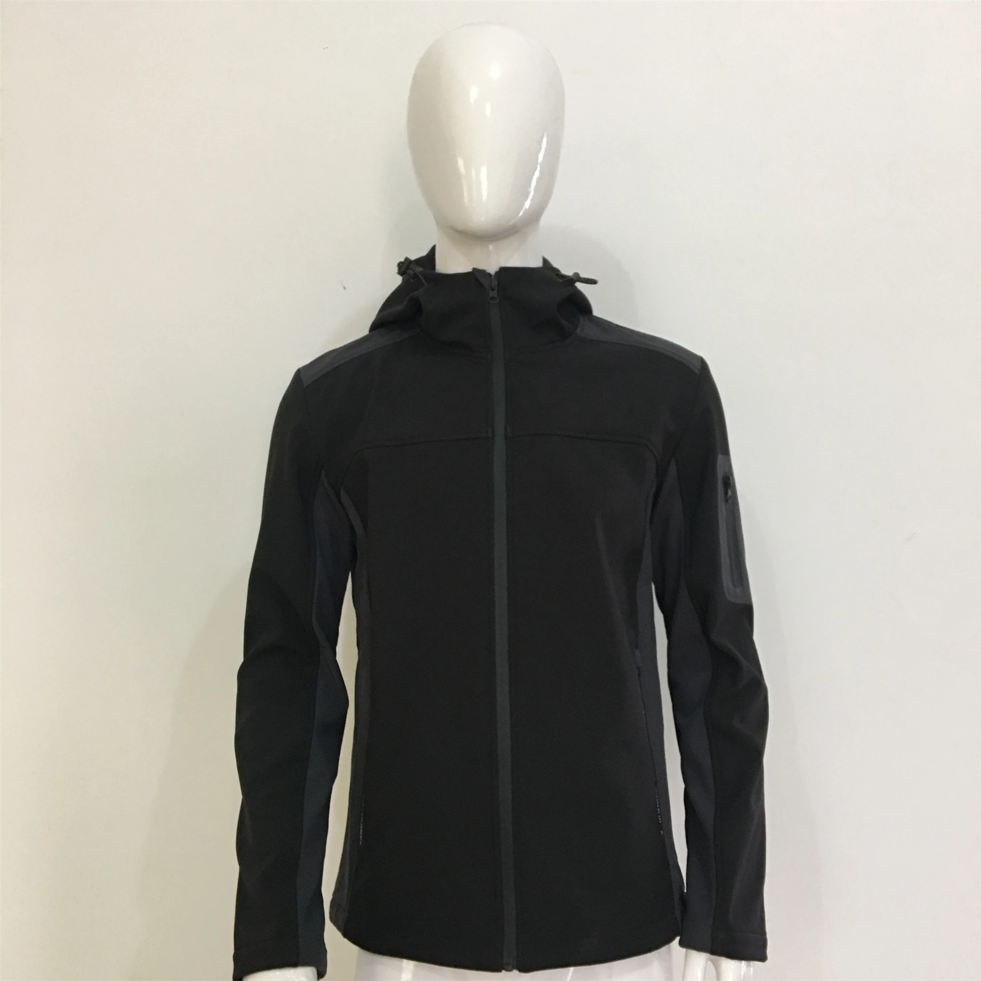 
Windproof Water Resistant Zip-Front Hood Fleece-Lined Warm-up Softshell Jacket 