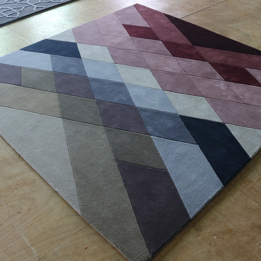 Wholesale price indoor house geometric soft hand tufted acrylic carpet living room modern