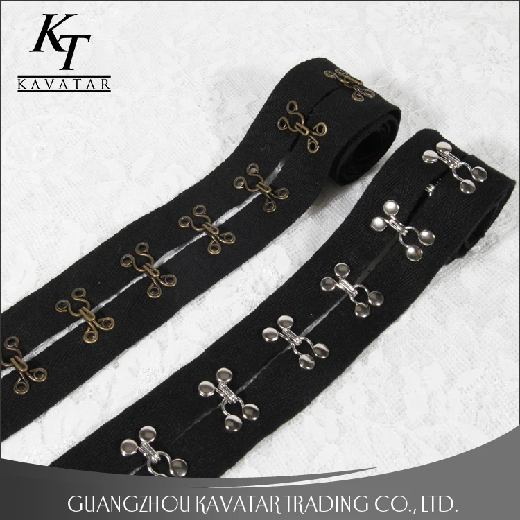 Hot selling Copper hook and eyelet herringbone tape, Hook and eyelet Copper tape trimming Eyelet belt