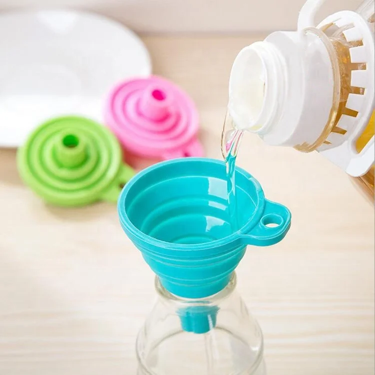 Amazon hot sale  silicone folding funnel kitchen appliances  portable collapsible Silicone Oil Funnel