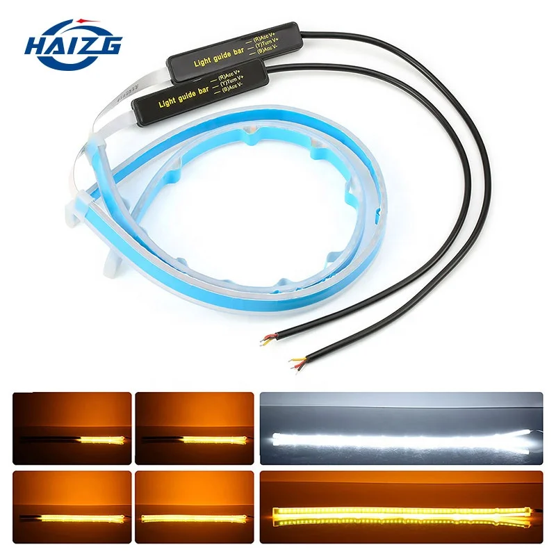 Universal 30cm 45cm 60cm DRL light soft article lamp flowing flexible LED strip LED daytime running light
