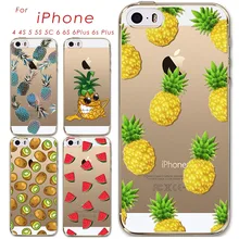 Thin Soft TPU Silicon Transparent Fruits Watermelon Pineapple Kiwi Case Cover For Apple iPhone 4 4S 5 5S 5C 6 6S 6Plus 6s Plus