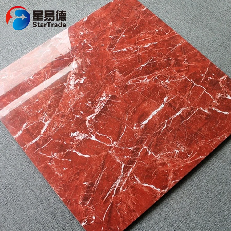 Waterproof bathroom living room polished beauty glazed vitrified red floor tiles