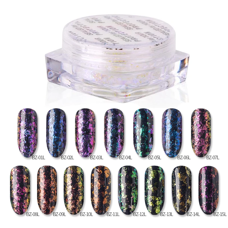 CCO Factory Direct Selling  Nail Mirror Effect chameleon Flakes powder chrome mirror powder