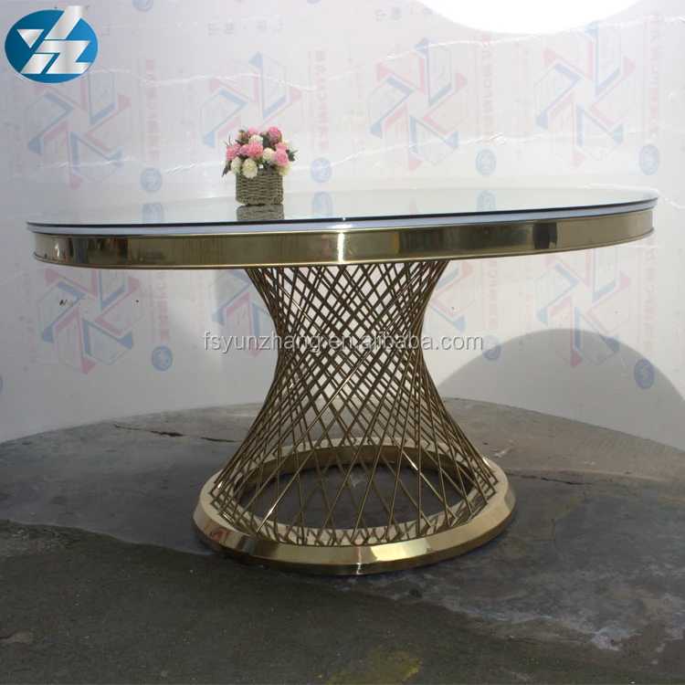  Роскошный круглый обеденный стол с золотым мраморным верхом для свадебных торжеств
