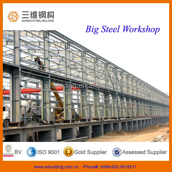 Prefab steel workshop with green roofing sheet /hanger/warehouse/poutrtry shed