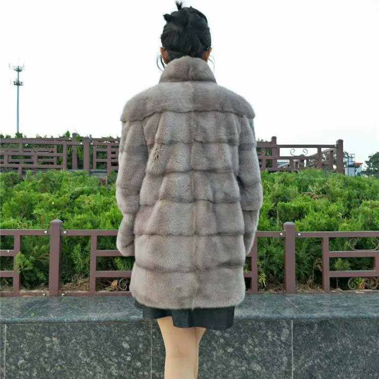 ALICEFUR High quality luxury women fashion middle length mink coat real natural mink fur coat for sale