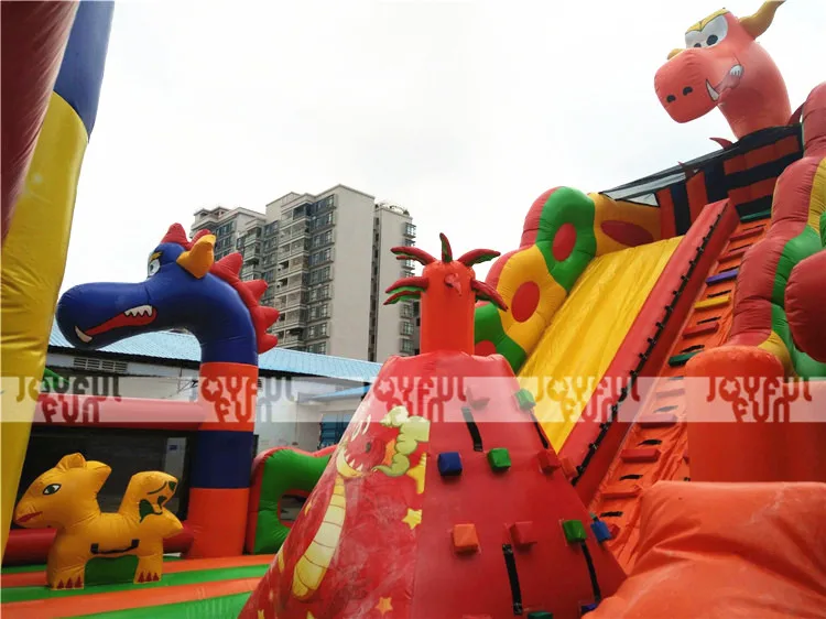 Hot Selling High Quality Inflatable Dragon Dinosaur Movable Mouth Big Slide Playground
