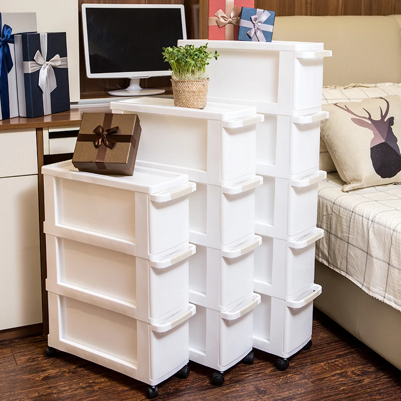 Plastic Storage Drawer Cabinet Snacks Fruits Organizer Office Bedroom Plastic Storage Drawer With Wheels
