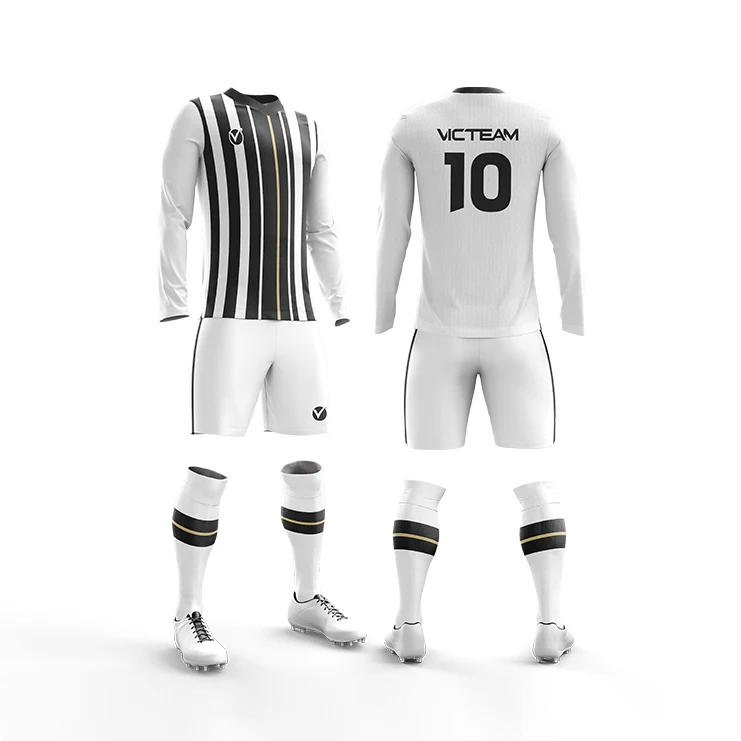 Original Low Price Custom Plain White Polyester Breathable Long Sleeve Soccer Football Jersey