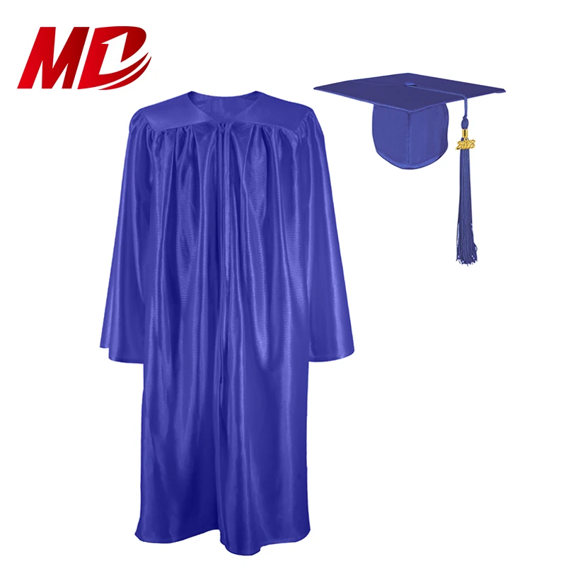Royal Blue Shiny High School Graduation Gowns and Caps