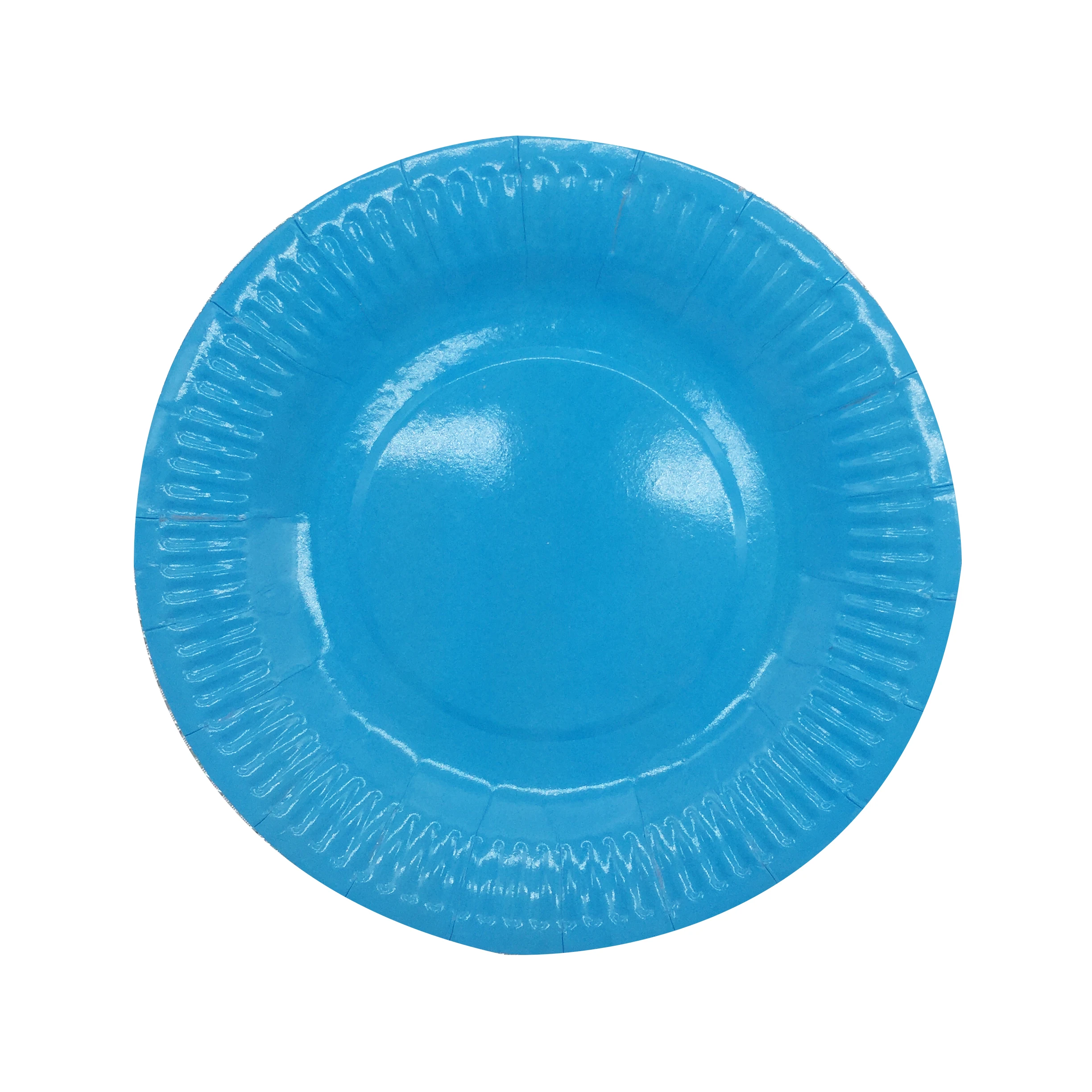 Wholesale Stocked Single Color Disposable Paper Party Plate Factory For Birthday Thanksgiving 250 Gsm DIY Paper Plates