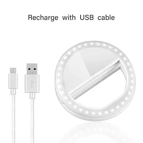 Selfie Ring Light Rechargeable Portable Clip-on Selfie Fill Light with 36 LED for Smart Phone Photography Camera Video