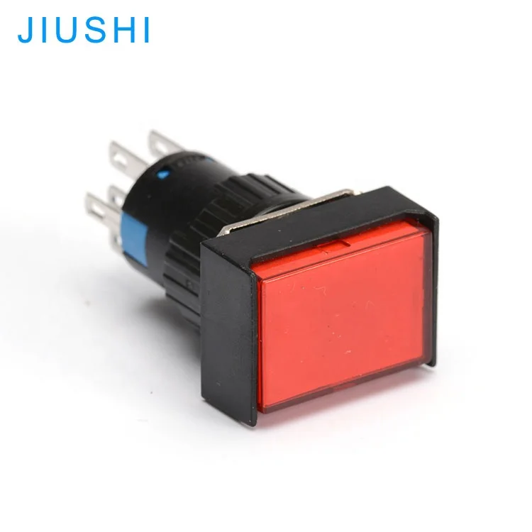 LA16J-22D rectangular 16mm momentary push button switch illuminated  8 pins 2NO 2NC