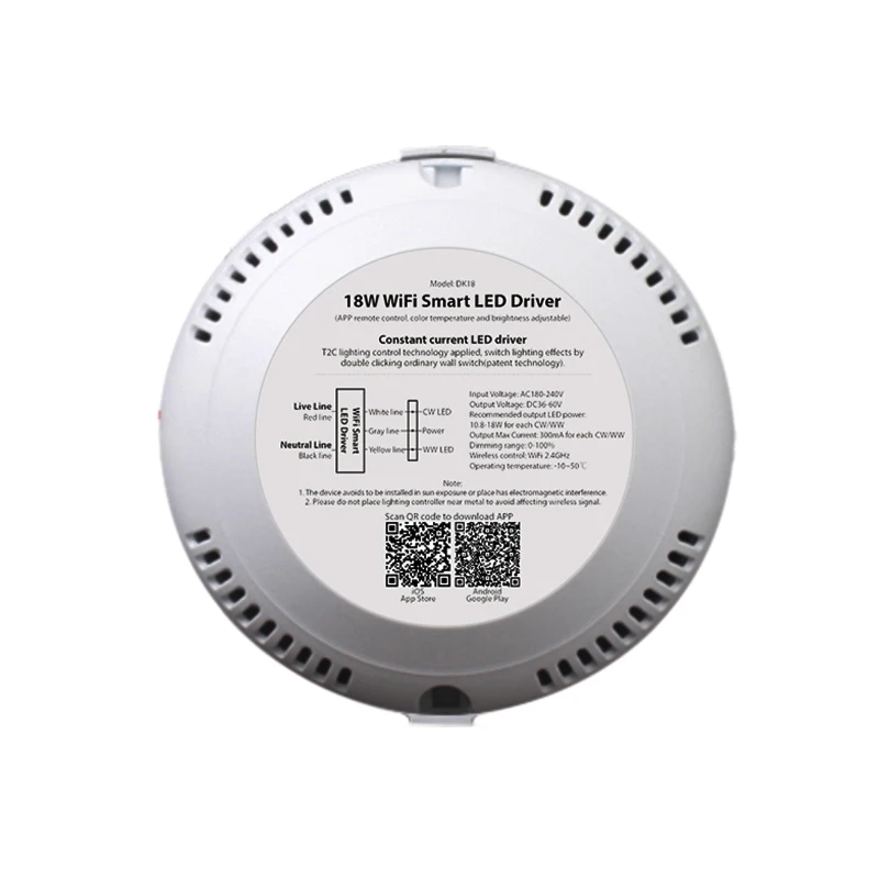 18 Вт 36-60 в 300 мА распределительная коробка Регулируемая круглая сушилка Wifi Светодиодный драйвер для потолочного крепления светильника панельного освещения