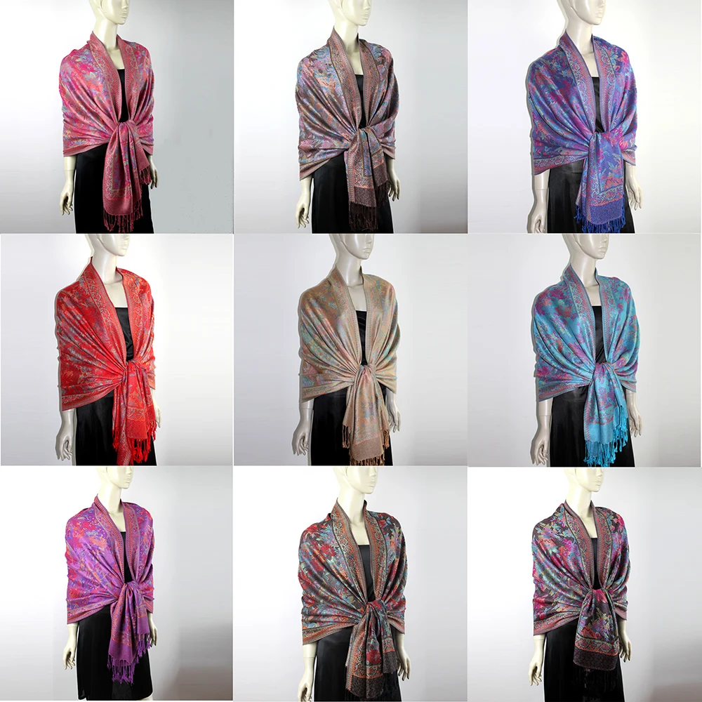 Russian wholesale pashmina viscose fashion shawls wraps ladies for winter