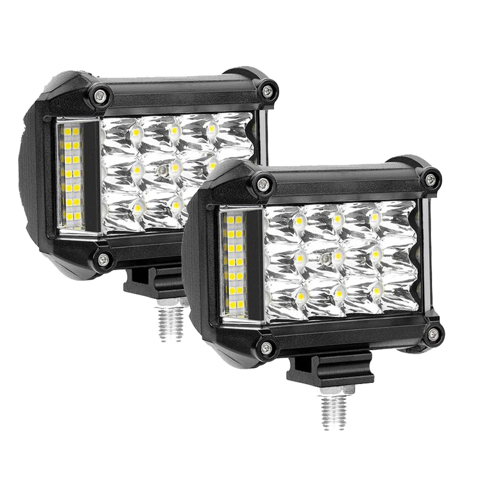 
New 4inch 19LEDs 57W Two Side Shooter Work LED Pods Off Road Bar Light Side Shooter LED Pods 4" 36W 57W LED Light Bar Off Road Light Pods 19pcs 1.5w Philips Chips Spot Flood Combom Beam side shot work lite barra (Pack of 2 , in pairs)