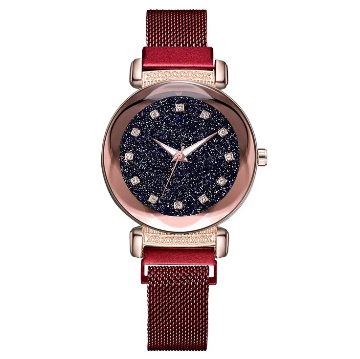 
2019 Fashion Trembles The Same Watch Stars Magnet Watch Rose Gold Head Diamond Literal Best Selling 