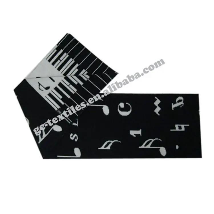 Fashion design multifunctional 100% acrylic printed winter warm music pattern knitted scarf