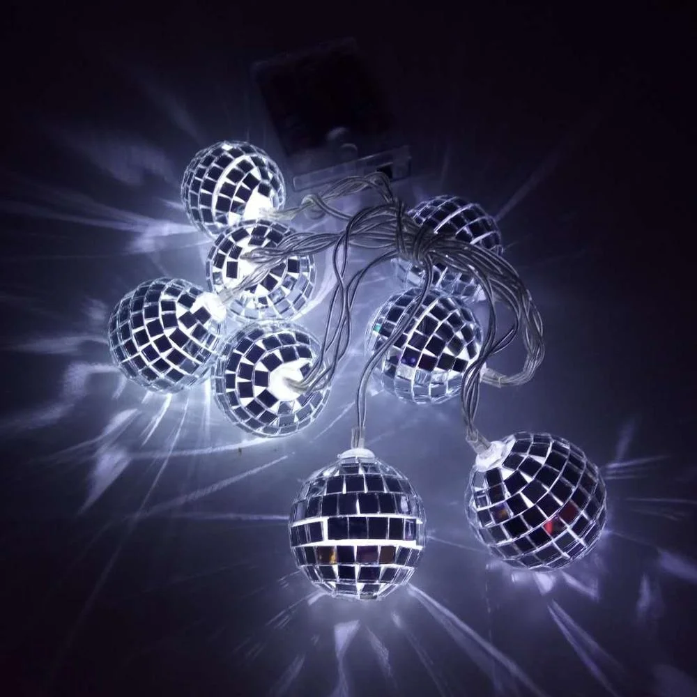 Battery Operated Led Light White color Silver Disco Ball Light For Holiday Party Wedding Decoration Led Ball Light