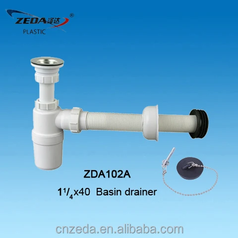 Plastic kitchen sink basin drainer, Siphon bottle trap