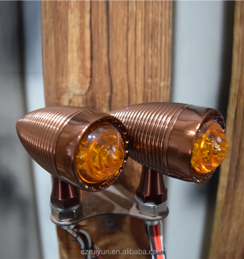 12V Universal Custom Retro Amber Metal Motorcycle LED Turn Signal Light Blinker for harley