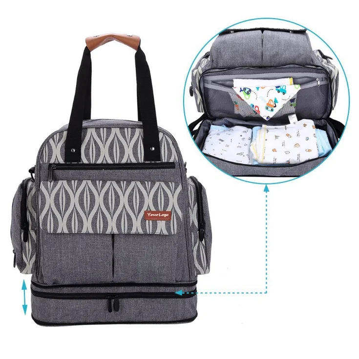 
Amazon Hot Sell Large Capacity Mommy Bag with Insulated Bottle Pockets and Pocket 