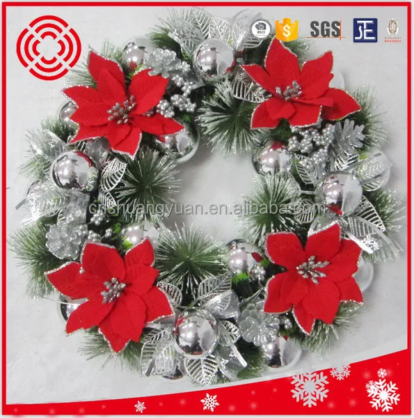 50cm Pre Lit Window Decorative Plastic Pine Needle PVC Artificial Christmas Door Wreath with LED Light