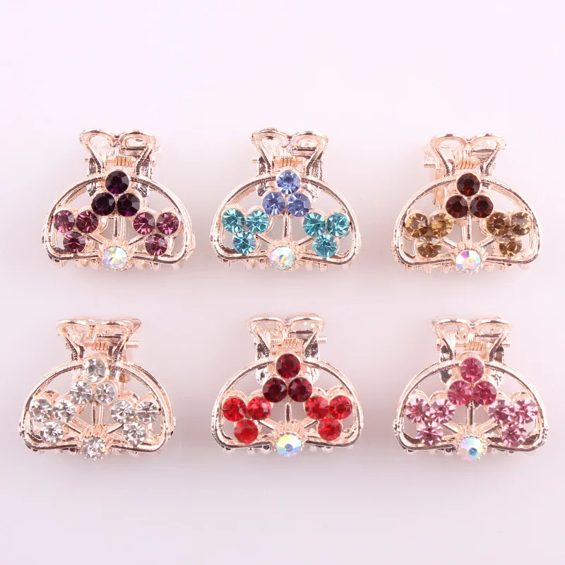 Женские заколки для волос из сплава розового золота со стразами металлические с серебряными кристаллами