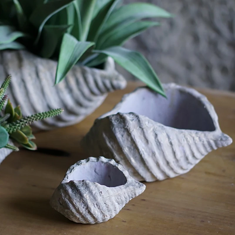 terra cotta material weathering gold seashell planters ceramic flower pots wholesale